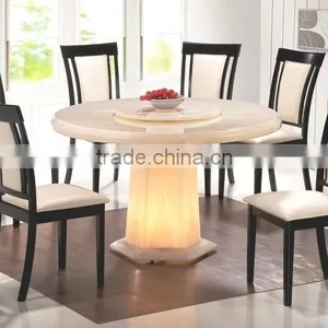 Marble Dining Table Wooden Chair Glowing Table Stand thumbnail-1