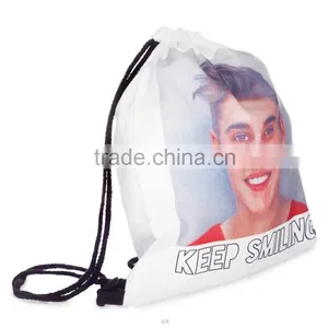 China Supplier Hot Sale Digital Print Smiling Cheap Custom Drawstring Bag thumbnail-2
