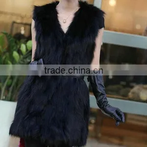 Stock Black Bow Waist Fashion Lady's Fur Vests for Women thumbnail-2