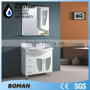 Glass Door Antique Bathroom Vanity Cabinet thumbnail-1