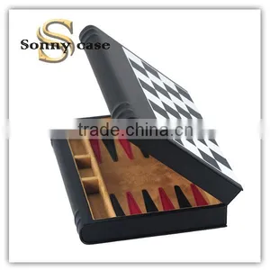 Book Style Folded 3 in 1 Travel Leather Chess and Backgammon Game Set thumbnail-5