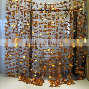Brown Metallic Foil Flower Curtain thumbnail-1