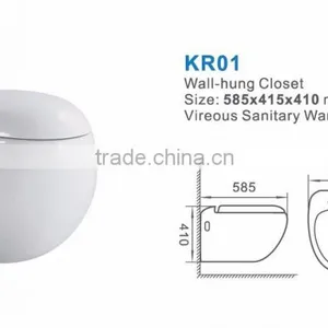 European Quality Standard Bathroom Wall Hung Toilet / Wall Hung wc / Wall Mounted Toilet Round Wall-hung Toilet Bowl thumbnail-2
