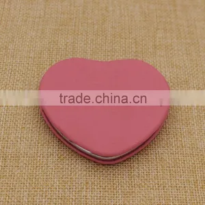 Customized Beautiful Leather Heart Shape Pink Compact Mirror thumbnail-2