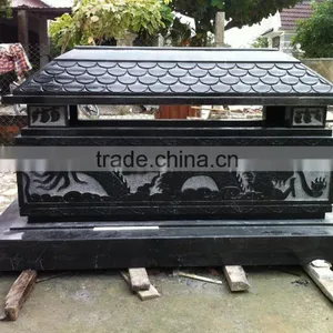 Funeral Coffin, Cremation Urn Dragon Black Marble Stone Hand Carved Sculpture From Vietnam thumbnail-1