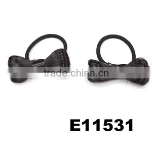Black Human Hair Wig Hair Rubber Band With Bow thumbnail-1