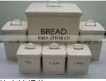 Metal Coated White Square Bread Bin Canister thumbnail-1
