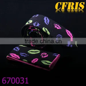 Fascinated Lip Design Cotton Necktie And Pocket Square thumbnail-1