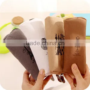 Fashion Retro Canvas Pencil Pen Case Cosmetic Makeup Coin Pouch thumbnail-1