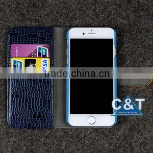 C&T Diamond Magnetic Closure Crocodile Pattern PU Leather Wallet Case Flip Phone Case Cover for Apple IPhone 7 Plus thumbnail-2