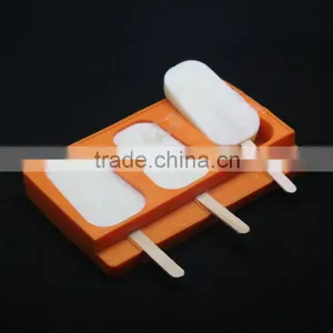 Quality Baking Supplies 3 Cavities Rectangle Oval Shaped Silicone Chocolate Lollipop Ice Cream Popsicle Molds Cake Pop Mould thumbnail-1