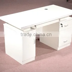 HC-M035 Classic White Wooden Office Staff Desk With Drawers thumbnail-1
