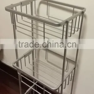 Tension Shower Caddy and Tension Pole Caddy and Bamboo Corner Caddy and Aluminium Bath Corner Rack, 3 Tiers Corner Shelf thumbnail-4