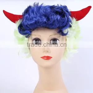 Horn Fans Fake Hair Short Hair Head Holiday Whimsy Show Props Prom Cheap Party Wigs thumbnail-4