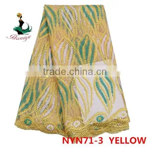2016 Haniye African French Net Lace Embroidery Tulle Lace Fabric for Wedding and Party /NYN71 thumbnail-1