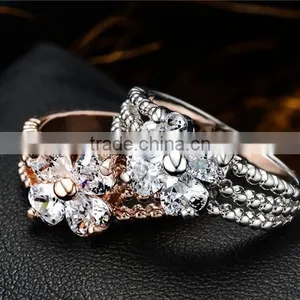 Wholesale Fashion Jewelry Gold/silver Clear Crystal Luxury Wedding Piston Ring thumbnail-6