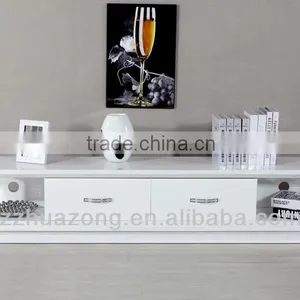 Modern White High Gloss MDF TV Stand With Curved Root thumbnail-1