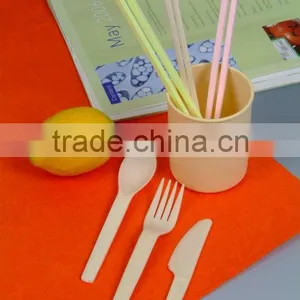 100% Biodegradable Plastic Disposable Cutlery Eco Friendly Cornstarch Inflight Use thumbnail-1