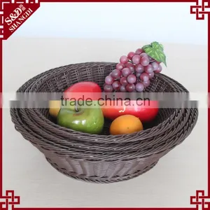 Handweaved Strong Functional Rattan Round Bread Fruit Basket for Supermarket thumbnail-1