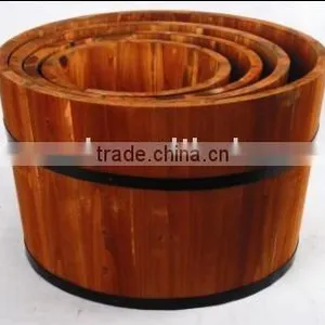 Round Wood Flower Pot Sets thumbnail-1
