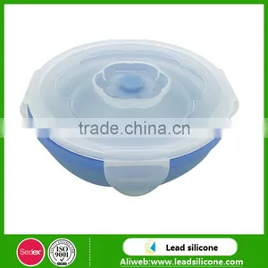 Carry-on Foldable Silicone Bowl With Lid/ Collapsible Silicone Small Bowl For Camping thumbnail-3