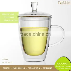Custom Drinking Glass Tea Mug Cups With Handle thumbnail-3