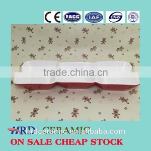 Stocked Three Small Ceramic Grids Red Dinner Plate thumbnail-1