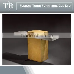 Modern White and Yellow Veins All Marble Combined Console Table thumbnail-1