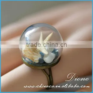 2017 Mini Glass Dome Globe Terrarium Ring With Copper thumbnail-2