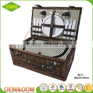 2017 New Design Hot Selling Outdoor Camping Empty Willow Wicker Picnic Basket for Two Person thumbnail-1