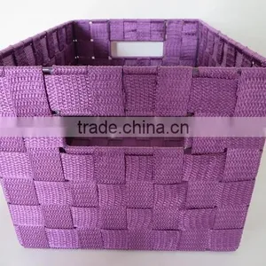 Wholesale Handcrafted Rectangular Webbing Woven Nylon Basket for Storage thumbnail-3