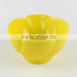 4.5"yellow Color Flower Shape Custom Ceramic Soup Bowl thumbnail-2