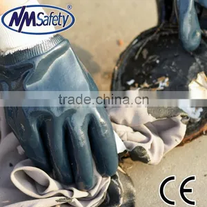 NMSAFETY Hot Sale Construction Glove Oil Resistant Glove Full Dipping Blue Nitrile Glove Hand Glove Work Gloves thumbnail-1