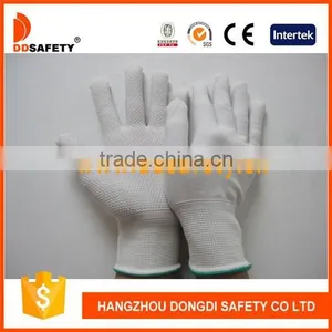 13 Gauge Nylon Polyester Seamless Gloves With White PVC Dots One Side thumbnail-1