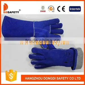 DDSAFETY 2017 Blue Cow Split Welding Glove With Reinforced Palm With One Piece Back thumbnail-1