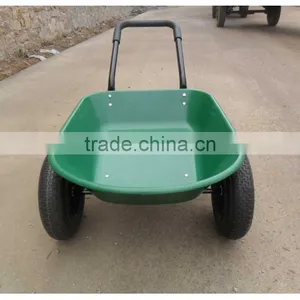 5 Cubic Feet Green Poly Tray Garden Wheelbarrow With 2-wheels thumbnail-4