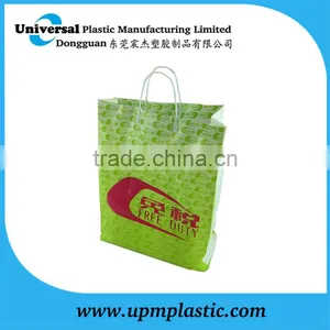 Customized Full Printing Block Bottom White Rigid Handle Plastic Bag for Shopping thumbnail-1
