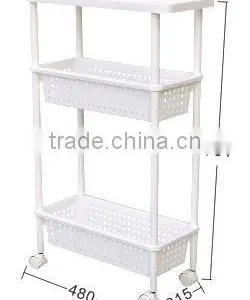 Kitchen Plastic Trolley Cart 3 Tires With Wheel thumbnail-3
