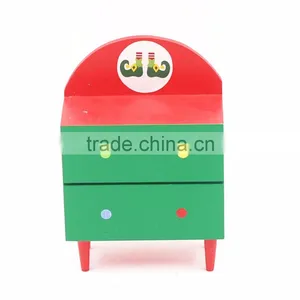 2017 4x2x5.5" Chritsmas Red/green Funny Wooden Children Toys Mini Dresser thumbnail-1