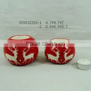 Round Ceramic Candle Holders Chirstmas Decorations thumbnail-2