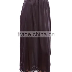 Side Slit Lace-Trim Half-Slip Skirt Long thumbnail-2
