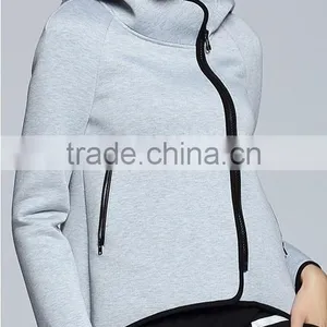 The New Fashion Spring Autumn Ladies Fleece Zip up Plain Pure Color Simple Cotton Blank Hoodies for Women thumbnail-3