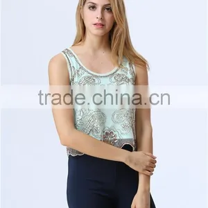New Design Ladies Sequin Embroideried Beaded Cami Top thumbnail-5