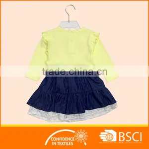 Baby Clothing Wear Custom Long Sleeve Shirt Matching Denim Dress Sets thumbnail-2