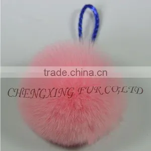 CX-P-23A Genuine Fox Fur Pendant Fur Ball Key Chain Key Ring~ MIXED COLOUR thumbnail-2