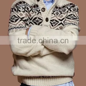 High Quality Wool Sweater Design for Boys With Roll Neck With Wooden Button Tab (BKNB02) thumbnail-3