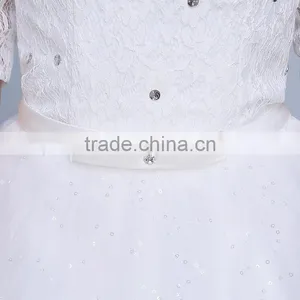 MGOO Elegant China Custom Made Wedding Dress Ballgown For Bridal Half Sleeves White Embroidery Dress thumbnail-5