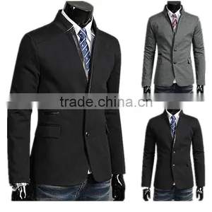 Mens Slim Fit Fashion Cotton Blazer Suit Jacket Black M to 2XL Plus Size Male Blazers Mens Coat thumbnail-6