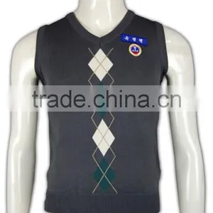 ISO9001/BSCI Manufature V-neck Custom School Argyle Cardigan Sweaters thumbnail-2