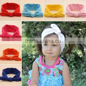 Solid Color Bow Style Cotton Kids Headband, Kids Cotton Fabric Headband thumbnail-1